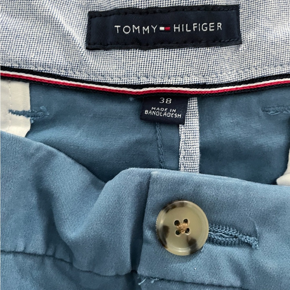 Tommy Hilfiger Shorts 8” Mens Size 38 Light Blue Chino 4 Pocket Casual Cotton - Picture 4 of 6